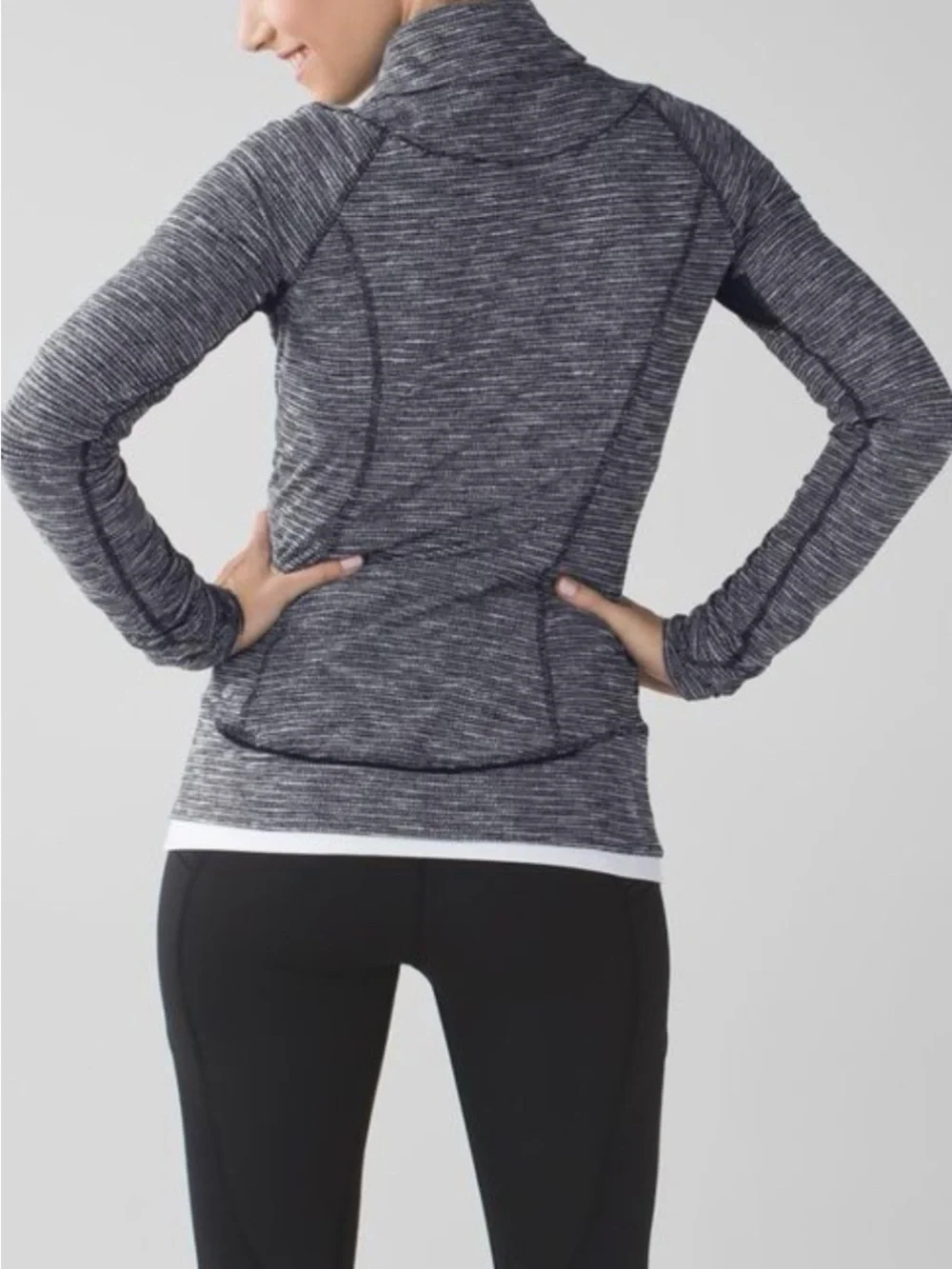 Lululemon Think Fast Pullover Sweatshirt Coco Pique Black / Black Size 6